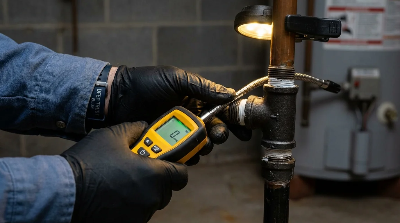 Gas leak detection with electronic sniffer by Johns Plumbing LLC in Inver Grove Heights