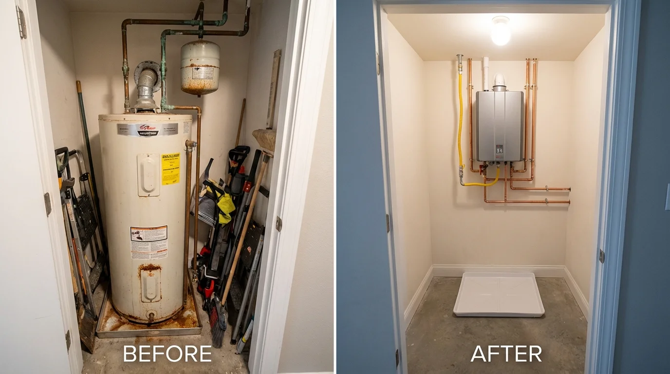Tank water heater versus wall-mounted tankless unit comparison for Inver Grove Heights, MN homeowners